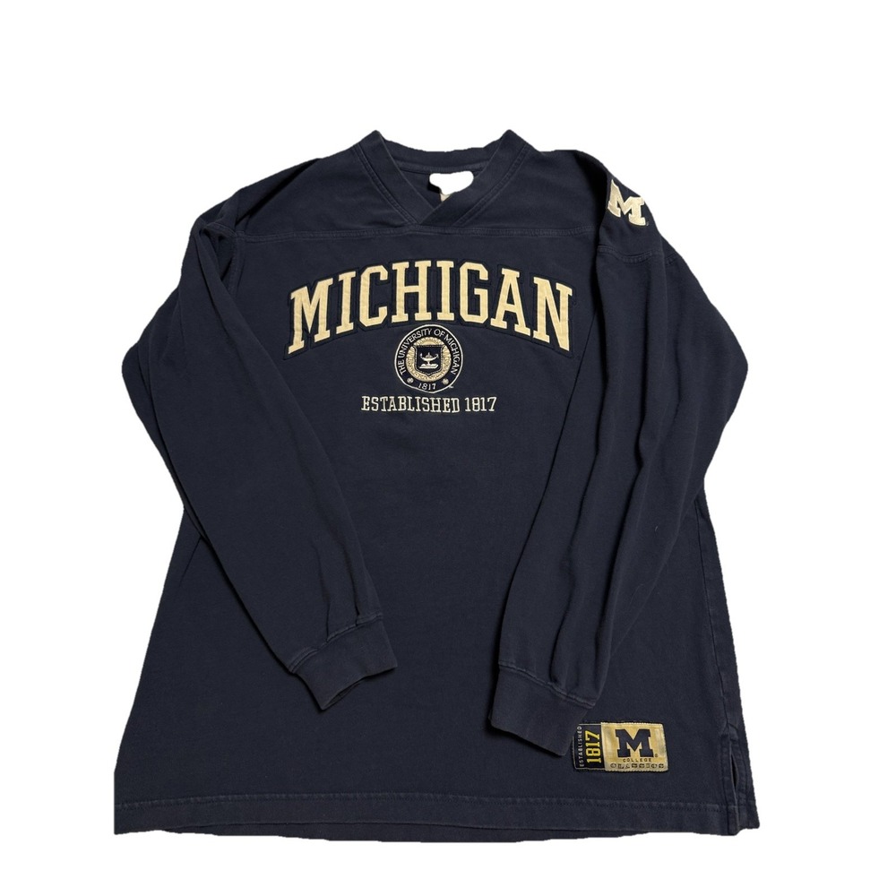 Vintage University of Michigan Lee Sport "1817" Hoodie M Navy ‎ Mid-1990's Y2K